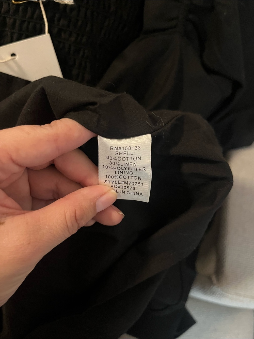 Moodie Black Babydoll Cotton/Linen Puff-Sleeve V-Neck Dress Med NWT - Picture 6 of 6